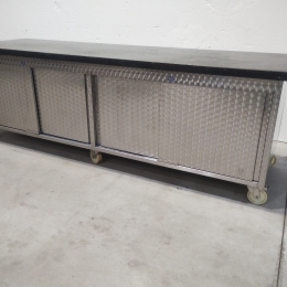 mobile s/s  worktable cabinet with natural stone top